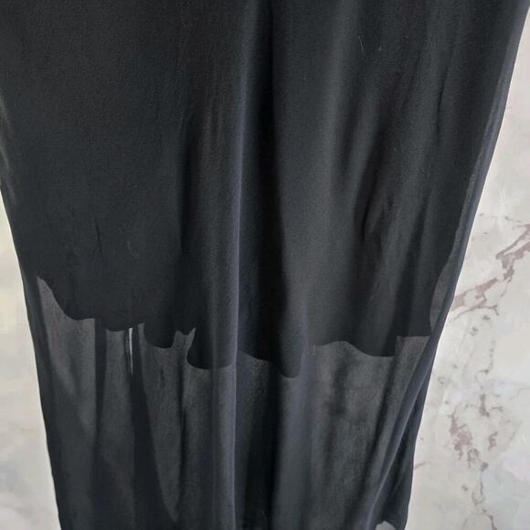 By Anthropologie Skirt Womens Small Black High Slit Sheer Midi Asymmetric - Picture 7 of 14